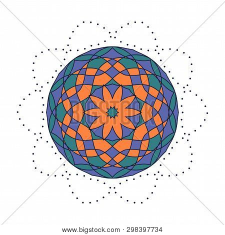 Stylized Flower Design Isolated On White Background, Round Design Element, Modern T-shirt Print