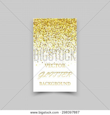 Gold Sparkles On White Background. Gold Glitter Background.