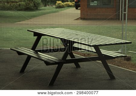 Small Black Picknick Place, Table Outside, In The Park.
