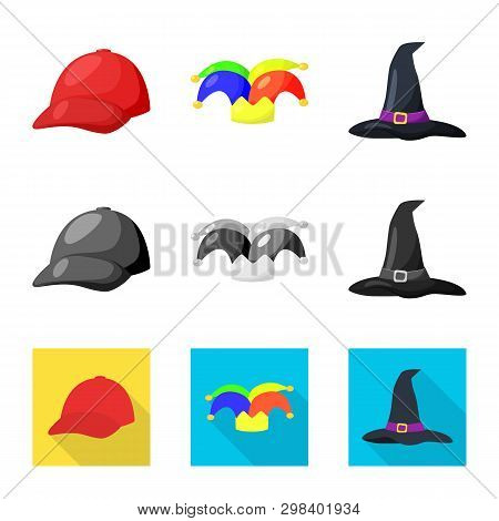 Vector Illustration Of Clothing And Cap Logo. Set Of Clothing And Beret Stock Symbol For Web.