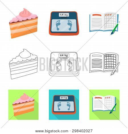 Vector Design Of Diet And Treatment  Logo. Collection Of Diet And Medicine Stock Vector Illustration