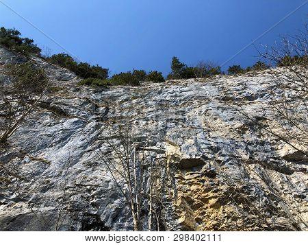 Äscher Cliff Or Äscher-felsen (aescher-felsen Or Ascher-felsen) In The Alpstein Mountain Range And I