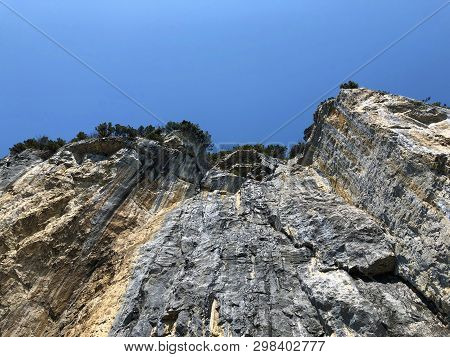 Äscher Cliff Or Äscher-felsen (aescher-felsen Or Ascher-felsen) In The Alpstein Mountain Range And I