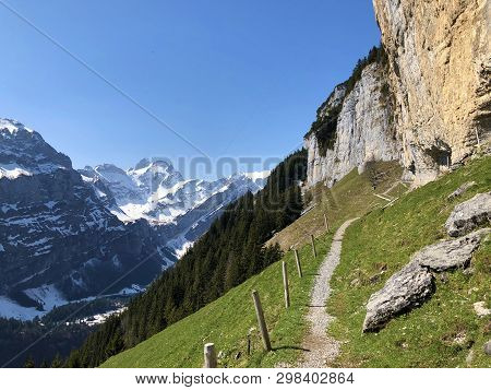 Äscher Cliff Or Äscher-felsen (aescher-felsen Or Ascher-felsen) In The Alpstein Mountain Range And I