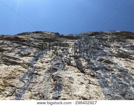 Äscher Cliff Or Äscher-felsen (aescher-felsen Or Ascher-felsen) In The Alpstein Mountain Range And I