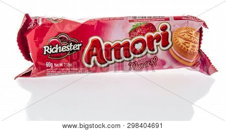 Winneconne, Wi -  28 April 2019: A Package Of Richester Amori Cookie Stuffed With Strawberry Cream O