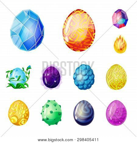 Isolated Object Of Dinosaur  And Magic  Sign. Collection Of Dinosaur  And Fantasy Stock Vector Illus
