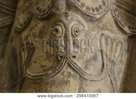 Great Givendale, Yorkshire, Uk, 25th March 2019, A Stone Carving Inside Great Givendale Church On Th