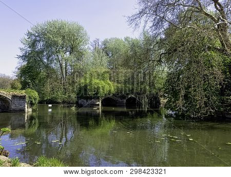 Remains Of Old Multi-arch Stone Castle Bridge In Warwick, Warwickshire, United Kingdom