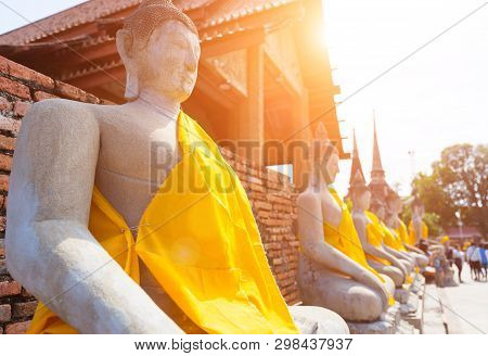 Ayutthaya Historical Park Covers The Ruins Of The Old City Of Ayutthaya, Wat Yai Chai Mongkon. Ayutt