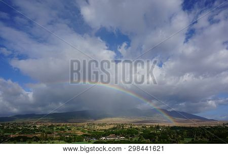 A Beautiful Rainbow After A Light Summer Shower In Maui