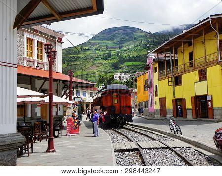 Alausi, Ecuador - February 18, 2015: Tourist Railway From Alausi To  Nariz Del Diablo Or Devil Nose.