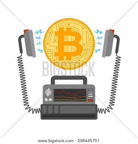 Defibrillator And Bitcoin. Cryptocurrency Launch. Medical Device. Electropulse Therapy Of Btc. Busin
