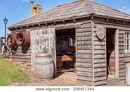 Warrnambool, Victoria, Australia - April 16th 2019: Flagstaff Hill Maritime Museum, Village Cooper S
