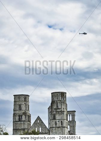 Ruins Of The Abbey Of Jumieges In The Northern France. This Abbey Is The Ruin Of A Benedictine Monas