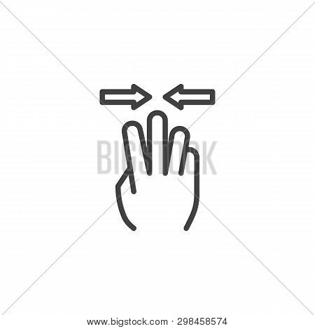 3x Pinch Line Icon. Hand Click Linear Style Sign For Mobile Concept And Web Design. Three Finger Tou