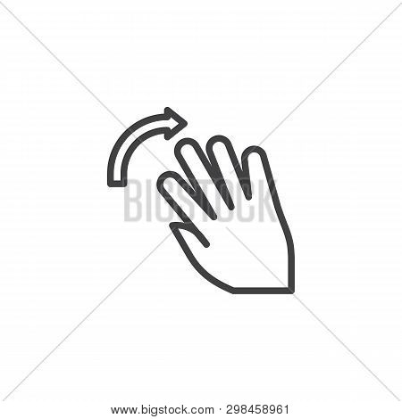 5x Flick Right Line Icon. Swipe Right Hand Click Linear Style Sign For Mobile Concept And Web Design