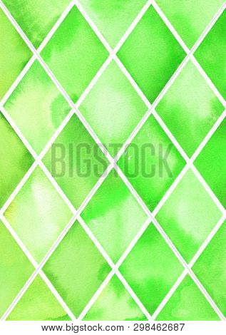 Pattern Rhombus Lines Background Texture Greenwhite Watercolor