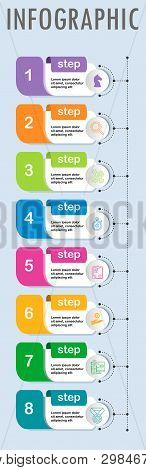 Thin Line Minimal Infographic Design Template With Icons And 7 Options Or Steps. Can Be Used For Pro