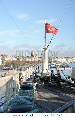 Saint Petersburg, Russia - October 25, 2018: The View From The Icebreaker Krasin On The Lieutenant S