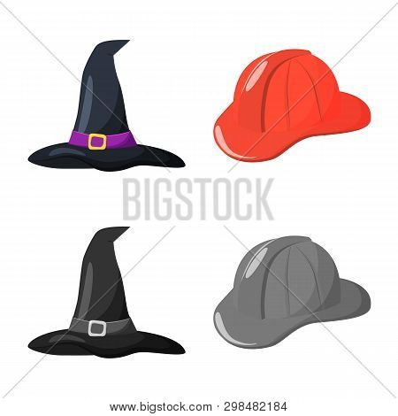 Vector Design Of Clothing And Cap Sign. Set Of Clothing And Beret Stock Symbol For Web.