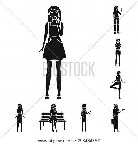 Vector Illustration Of Emotions And Female Sign. Collection Of Emotions And Body Stock Vector Illust