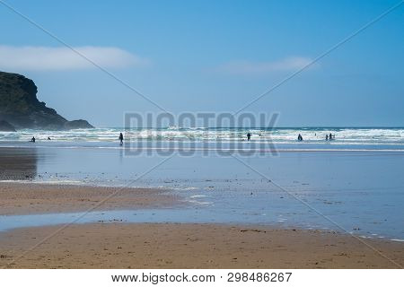 Mawgan Porth Beach, North Cornwall, England, Uk
