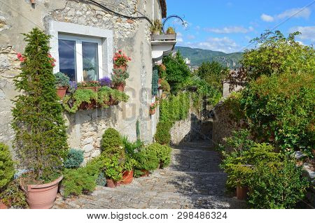 A Characteristic Road Of Morcone, In The South Of Italy
