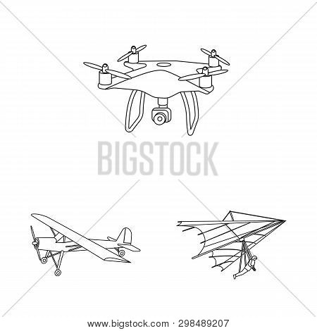 Isolated Object Of Plane And Transport Logo. Set Of Plane And Sky Vector Icon For Stock.