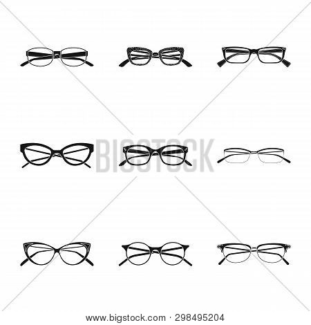Vector Design Of Glasses And Frame Logo. Set Of Glasses And Accessory Stock Symbol For Web.