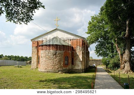 Koporye, Russia - 03 August 2018: Ruins Of The Church Of The Transfiguration Inside The Medieval For