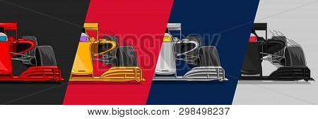 Four Racing Cars In Different Colors Split