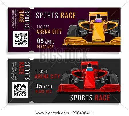 Race Tickets With Sport Car Illustration Layout
