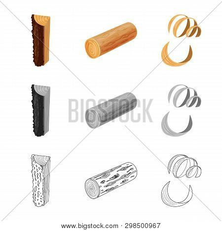 Vector Design Of Tree   And Raw  Symbol. Set Of Tree   And Construction Vector Icon For Stock.
