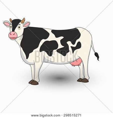 Cute Cow Cartoon Isolated On White Background