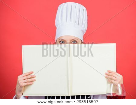 Woman Study Culinary. Culinary Expert. Chef Cooking Healthy Food. Cooking Techniques. Cook Read Book