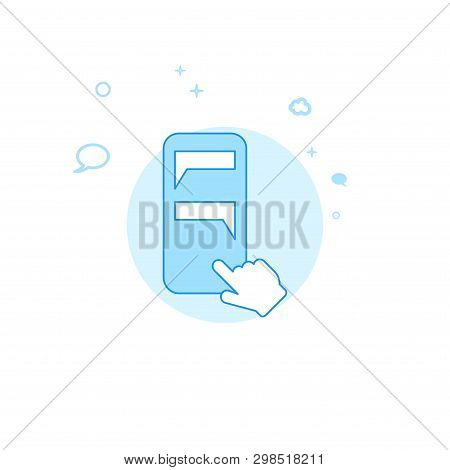 Typing Text Message, Sending Message Flat Vector Icon. Dialogue And Communication Illustration. Ligh