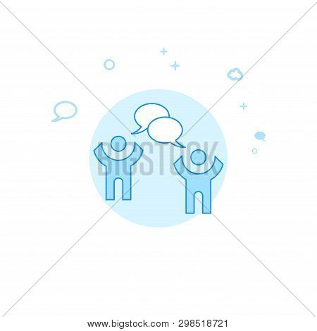 Dialogue Flat Vector Icon. Dialogue And Communication Illustration. Light Flat Style. Blue Monochrom