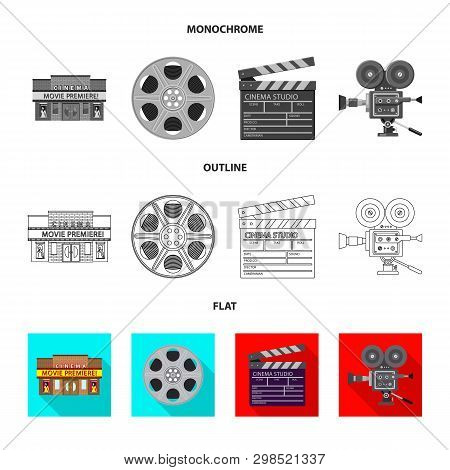Vector Illustration Of Television And Filming Icon. Set Of Television And Viewing Stock Vector Illus