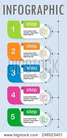 Thin Line Minimal Infographic Design Template With Icons And 5 Options Or Steps. Can Be Used For Pro