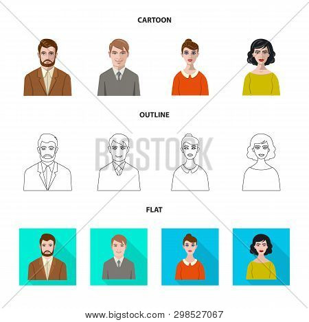 Vector Design Of Hairstyle And Profession  Logo. Set Of Hairstyle And Character  Stock Vector Illust