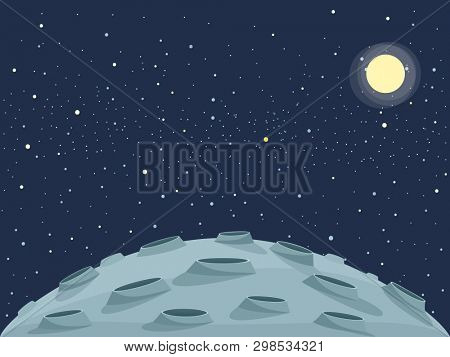 lunar landscape and sun. Clipart image