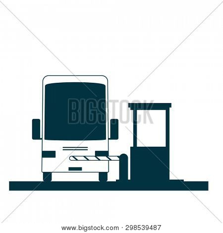 toll gate with bus icon. Clipart image isolated on white background