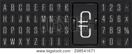 Narrow Airport Terminal Mechanical Scoreboard Font With Numbers For Destination Or Arrival Info. Vec