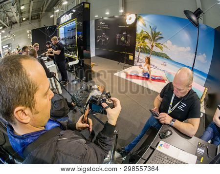 Moscow, Russia - April 11, 2019: Studio Area Inside The Booth Of Nikon Company At Photoforum 2019 Tr