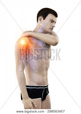 3d rendered medically accurate illustration of a man having a painful shoulder joint