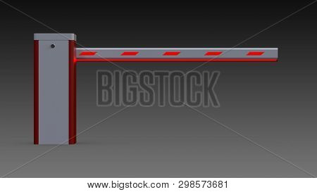 Automatic Barrier With An Boom. Paid Parking. 3d Rendering