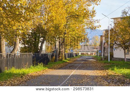 Milkovo, Kamchatka, Russia- 27 September 2014: View Of The Housing Estate In Milkovo, Block Of Flats