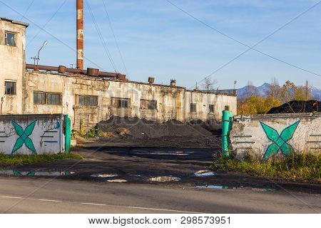 Milkovo, Kamchatka, Russia- 27 September 2014: View Of The Building Of A Combined Heat And Power Pla