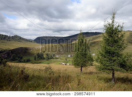 Mountain Landscape In The Vicinity Of The Taiga Village Generalka Altai Territory In Western Siberia